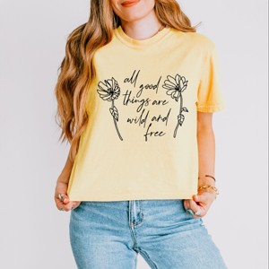 Simply Sage Market Wild and Free Flowers Boxy Crop Top - 1 of 4