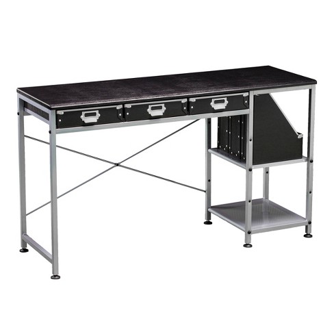 Pottham Table With Drawers Black Silver Aiden Lane Target