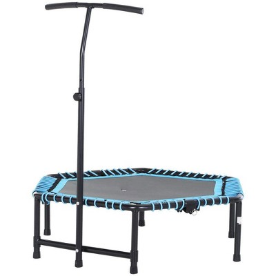 Resenkos 4.5-Foot Foldable Exercise Trampoline with Adjustable T-Bar for Fitness - /Black