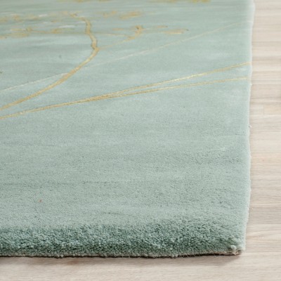Handmade Light Blue Wool and Viscose Tufted Area Rug