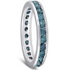 Pompeii3 1 1/2ct Blue Diamond Channel Set Eternity Ring 14K White Gold - 4 of 4