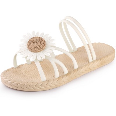 Allegra K Women's Espadrille Sunflower Decor Slip-on Strappy Beach Sandals