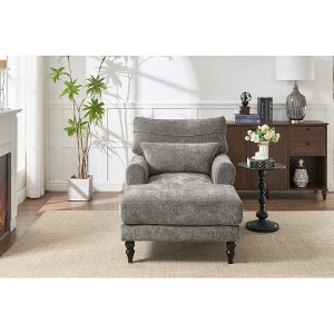 Ridstar Modern Indoor Upholstered Accent Chair with Backrest and Armrests for Bedroom, Living Room & Office-Grey - 1 of 4