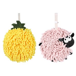 REGALWOVEN 2 Pcs Cute Comfortable Soft Absorbent Chenille Ball Fuzzy Hand Towel - 1 of 4