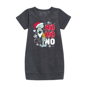 - SpongeBob SquarePants - Ho Ho No Graphic Short Sleeve Fleece Dress - 1 of 4