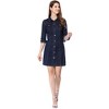 INSPIRE CHIC Women's 3/4 Sleeve Button Down Denim Shirt Dress - 4 of 4