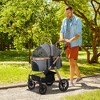 PawHut 3 in 1 Dog Stroller with Detachable Cabin, 4 Wheel Folding Lightweight Pet Stroller with Adjustable Canopy, Rubber Wheels, for Small Dogs, Gray - 3 of 4