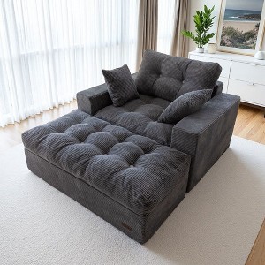 MAXYOYO Oversized Chaise Lounge Sofa with 3 Pillows, Tufted Boneless Sofa Couch for Living Room, No Assembly - 1 of 4