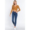 Slickblue V-Neck Front Knotted Cropped Sweater, Light Pink/Ochre, Acrylic-Blend, Sizes S-L, Modern Fit - 3 of 4