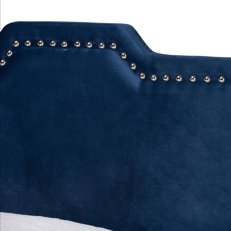 Benjen Glam Velvet Fabric Upholstered Panel Bed - Baxton Studio, 5 of 10