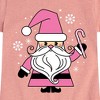 Girls' - Instant Message - Pink Santa Claus Christmas Fitted Short Sleeve Graphic T-Shirt - 2 of 4