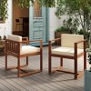 Coolbibila Modern Outdoor Fabric Upholstered Dining Chairs Set of 2,Outdoor Patio Solid Acacia Wood Dining Room Chair,Kitchen Chair - 2 of 4