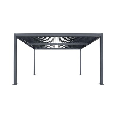 PURPLE LEAF Louvered Pergola Outdoor Aluminum Pergola with Adjustable Roof for Deck Backyard Garden Grey Hardtop Gazebo