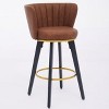 Homy Casa Counter Height Swivel Bar Stools Set of 2,  Upholstered with Metal Legs & Gold Accents, Brown - 2 of 4