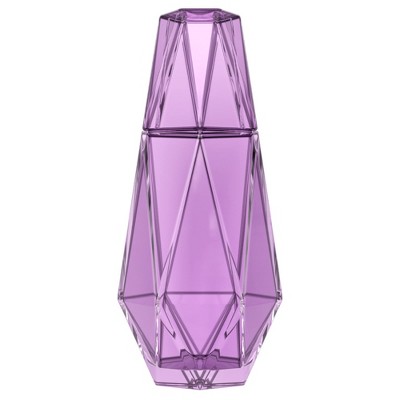 American Atelier Modern Geometric 37oz Bedside Carafe and Tumbler Glass/Lid, 2-Piece Set - Purple