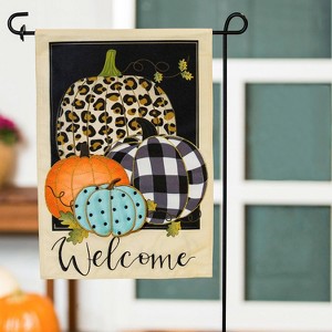Evergreen Mixed Print Pumpkins Garden Linen Flag 12.5 x 18 Inches Indoor Outdoor Decor - 1 of 4