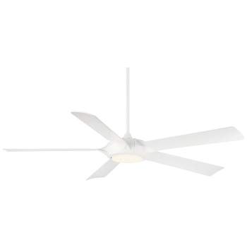 60" Casa Vieja Modern Indoor Ceiling Fan with LED Light Remote Control Matte White for Living Kitchen House Bedroom Family Dining Home Office Room