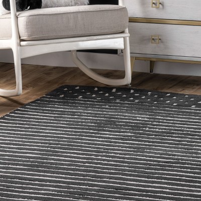 Charcoal Stripe 8' x 10' Hand-Tufted Wool Area Rug