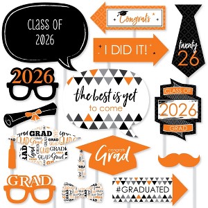Big Dot of Happiness Orange 2026 Graduation Party Photo Booth Props Kit - 20 Count - 1 of 4