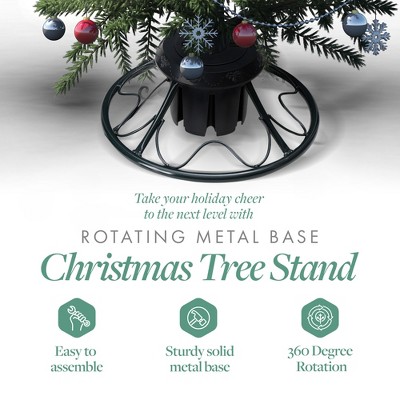 Home Heritage 22-Inch Black Metal Rotating Christmas Tree Stand