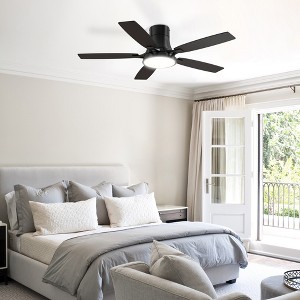 Siljoy 52 Inch Ceiling Fans with Lights, Low Noise Reversible Airflow DC Motor Ceiling Fan with Remote, Flush Mount Ceiling Fan for for Indoor - 1 of 4