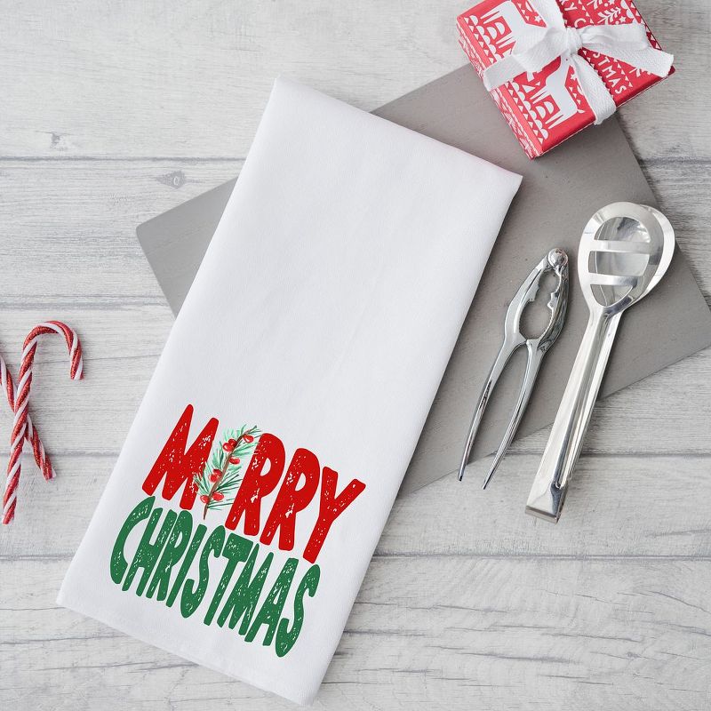 City Creek Prints Red And Green Merry Christmas Tea Towels - White, 2 of 3