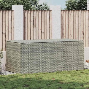 Storage Chest Grey PE Rattan, Powder-Coated Steel Large - 1 of 4