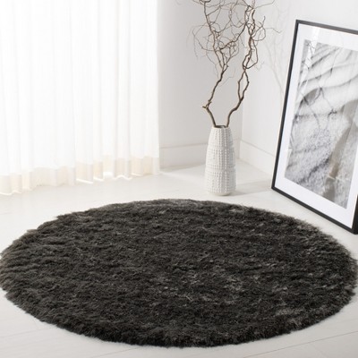 Titanium Round Hand-Tufted Shag Area Rug