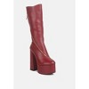Tzar Faux Leather High Heeled Platfrom Calf Boots Women - 2 of 4