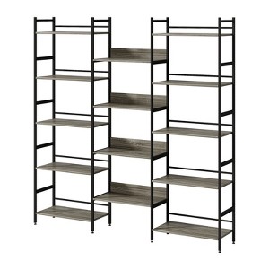 5-Tier Standing Bookshelf with Metal Frame, Large Rustic Etagere Display Rack with 14 Open Shelves for Home & Office - 1 of 4