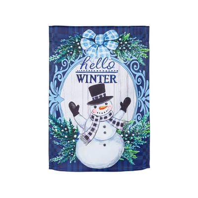Evergreen Garden Flag Winter Snowman Suede Double Sided Indoor Outdoor Decor 18" x 12.5"