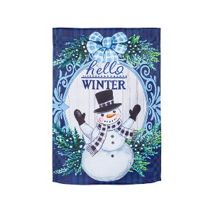 Evergreen Garden Flag Winter Snowman Suede Double Sided Indoor Outdoor Decor 18" x 12.5" - 1 of 2
