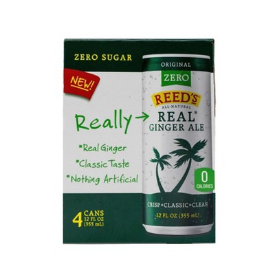Reed's ZERO Sugar Ginger Ale - 4pk/12 fl oz Cans