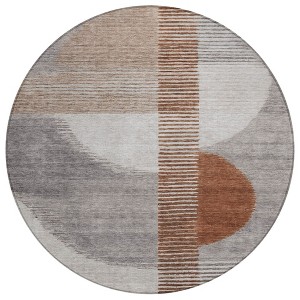 Taupe And Rust Geometric Washable Indoor Outdoor Area Rug - 1 of 4