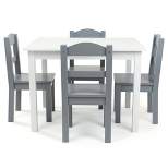 5pc Kids' Wood Table and Chair Set White/Gray - Humble Crew