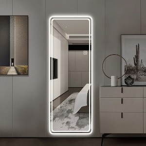 DOMETOUR LED Full Length Floor Mirror, Wall Mounted Mirror with Lights, Bedroom Full Size Body Mirror with Dimming & 3 Color Modes - 1 of 4