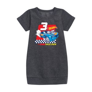 - Hot Wheels - Race Crew 3 Yrs Graphic Short Sleeve Fleece Dress - 1 of 2