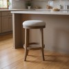 HomeRoots 26" Gray and Cool Gray Fabric and Solid Wood Backless Counter Height Swivel Bar Chair - 2 of 4
