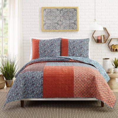 Twin Bombay Quilt Clay/Blue/White - Jessica Simpson