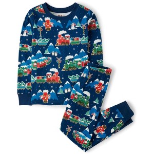 The Children's Place Kids Glow In The Dark Christmas Long Sleeve Holiday Train Snug Fit Cotton Pajamas - 1 of 4