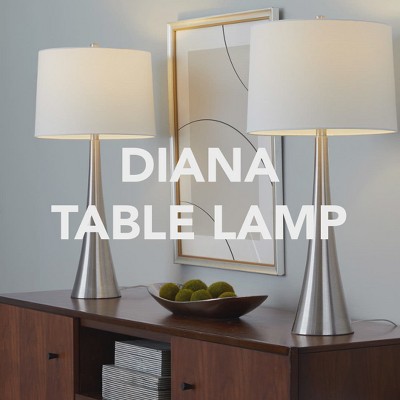 Matte Golden Bronze 29.5" Metal Table Lamp Set with White Linen Shade