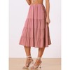 INSPIRE CHIC Women's Midi Solid Elastic Waist Flare Tiered A-Line Skirt with Pockets - 3 of 4
