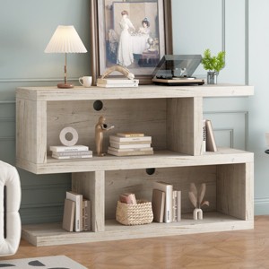 Indoor Retro Console Table,Solid Wood Small Space Bookshelf With Symmetrical 2 Tier Open Shelf For Entryway And Living Room-Cuddlewood - 1 of 4