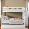 Twin Over Full Bunk Bed with Trundle and Storage Staircase, Solid Wood Frame, White Finish, No Box Spring Needed - 2 of 4