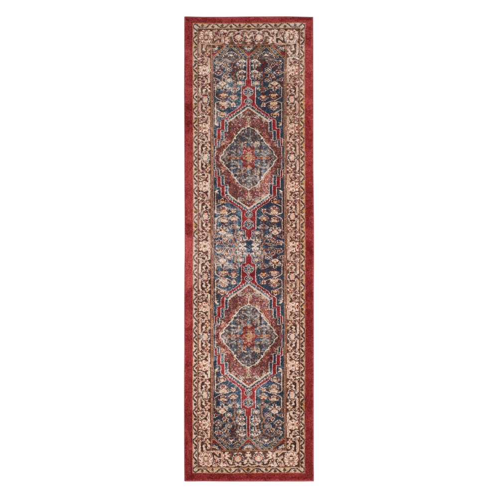 2'3inx6' Medallion Runner Royal/Brown - Safavieh