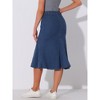 Allegra K Women's Casual Denim High Waisted A-Line Flared Midi Skirts - 3 of 4