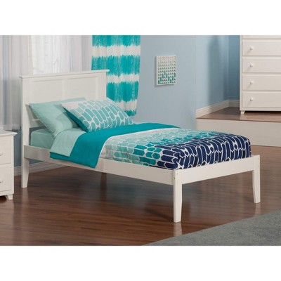 AFI Furnishings Madison Twin Extra Long Platform Bed with Open Footboard and Turbo Charger in White