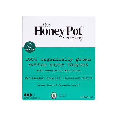 The Honey Pot Super Organic Bio-Plastic Applicator Tampons - 18ct