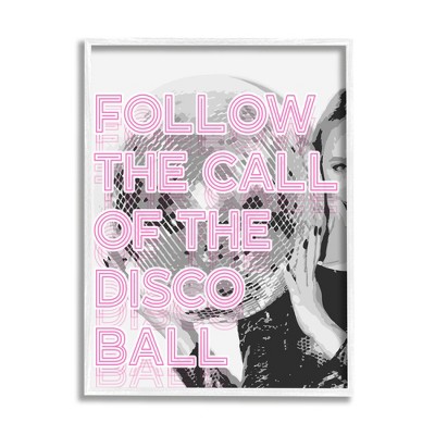 Stupell Industries Pink Disco Ball Groovy Patternfloater Canvas