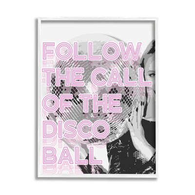 Stupell Industries Call Of The Disco Ball Phrase Framed Giclee Art, 16 x 20